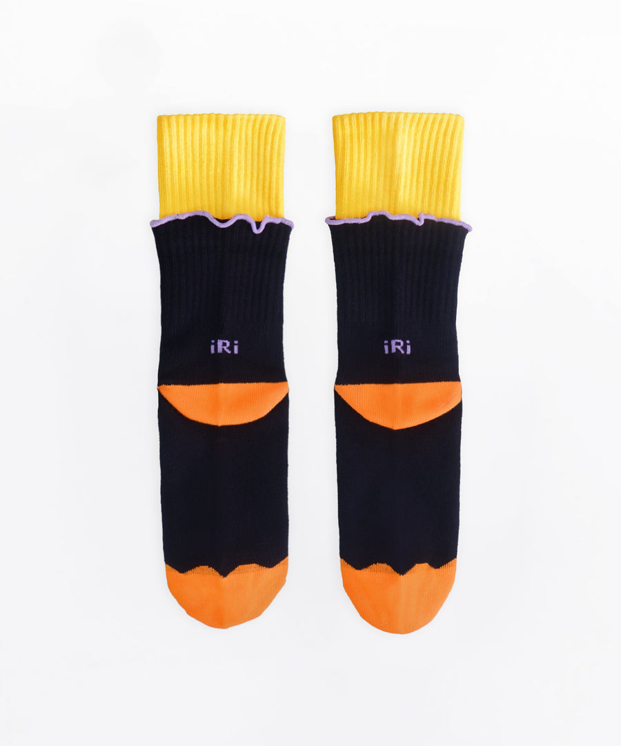 DOUBLE DECK Black Crew Sock