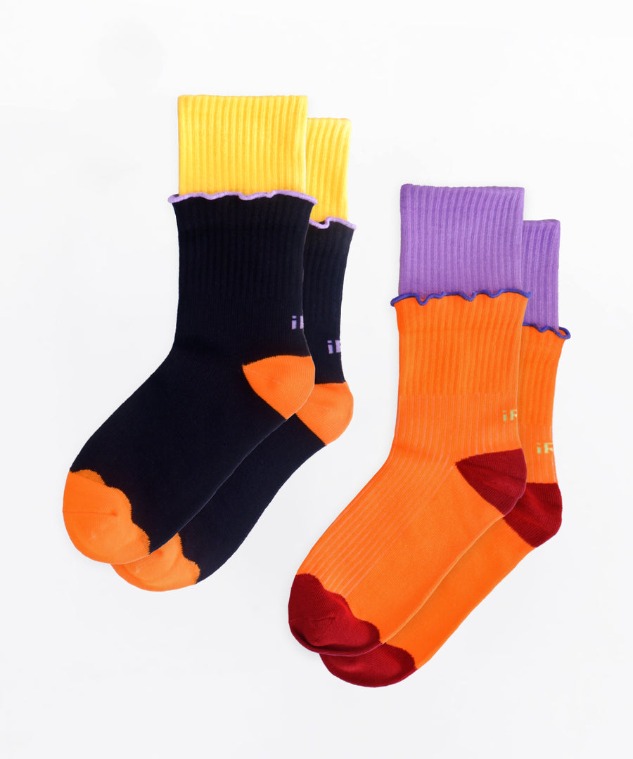 DOUBLE DECK Multi Carrot & Black Sock Bundle